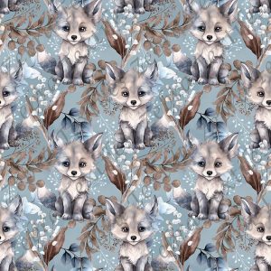 Loup floral fond bleu