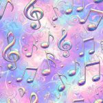 Note de musique fond rose mauve