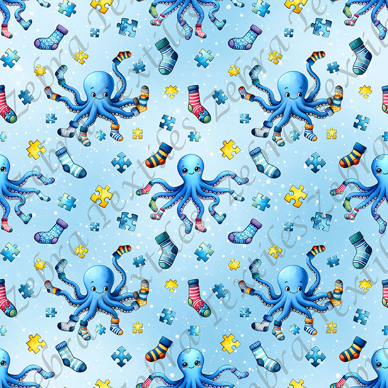 Pieuvre chaussette fond bleu