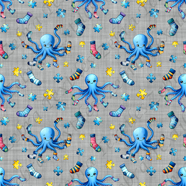 Pieuvre chaussette fond gris