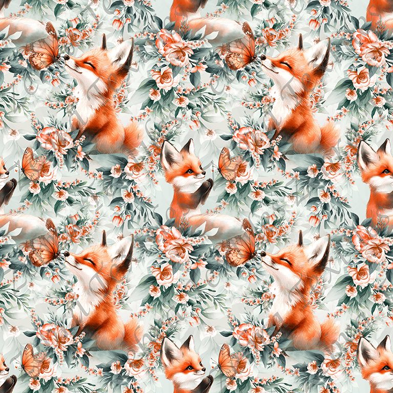 Renard roux floral orangée