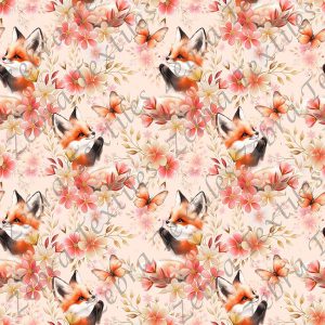 Renard roux floral rouge doré