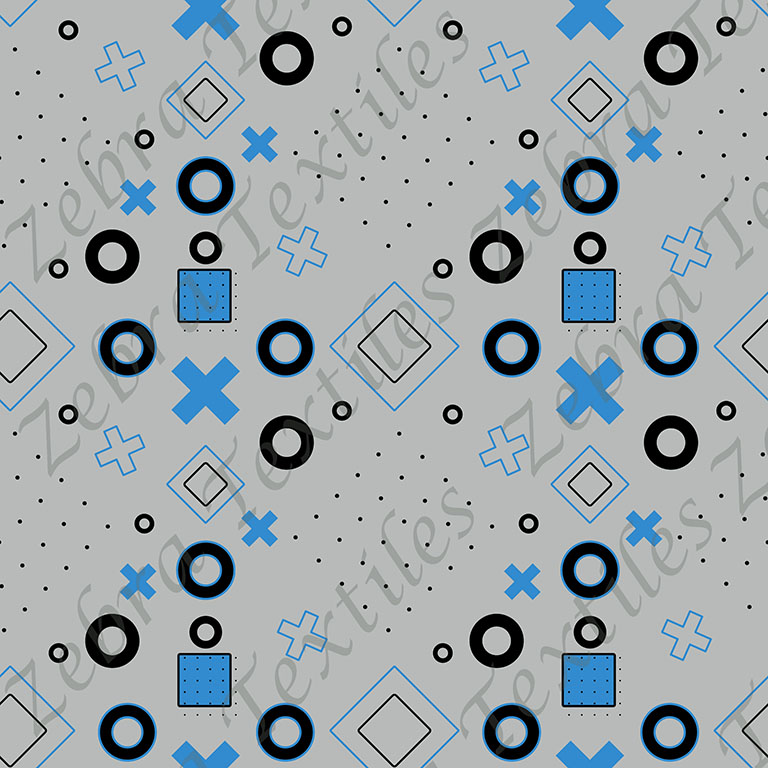 Rond et croix bleu fond gris