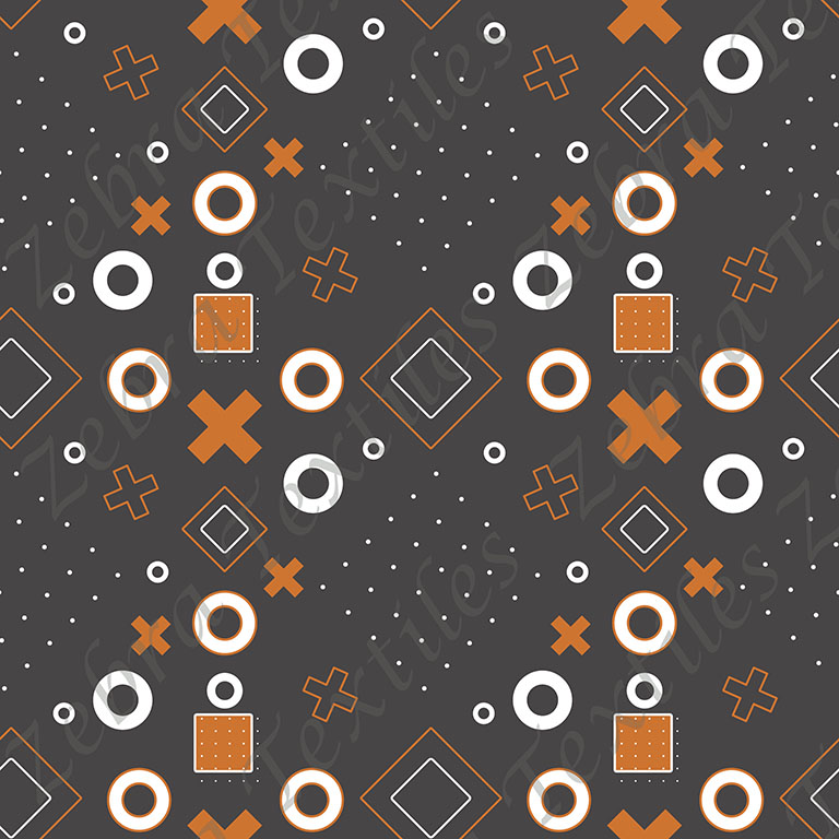 Rond et croix orange fond gris