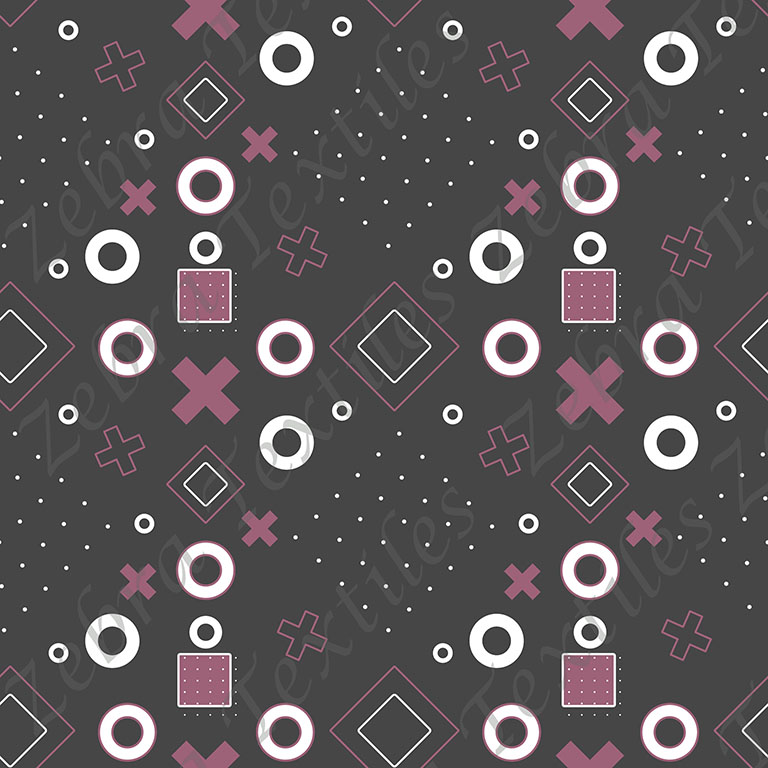 Rond et croix rose fond gris