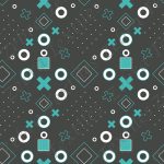Rond et croix turquoise fond gris