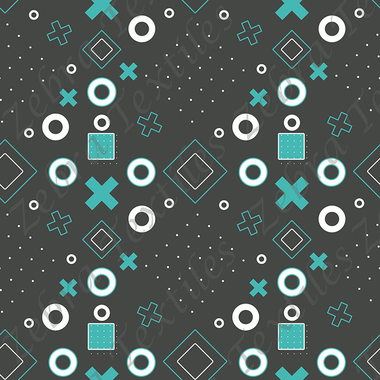 Rond et croix turquoise fond gris