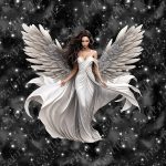 Ange robe blanche fond étoilé