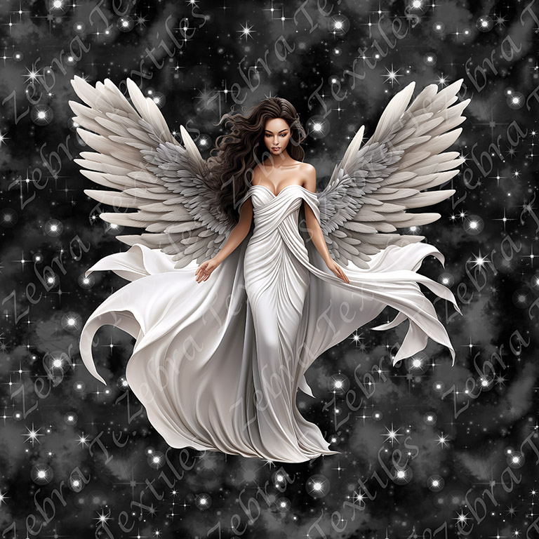 Ange robe blanche fond étoilé
