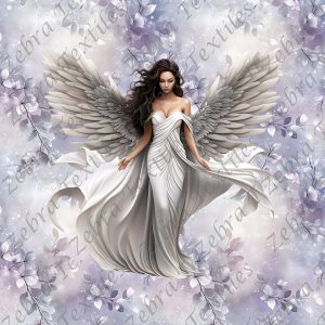 Ange robe blanche fond floral