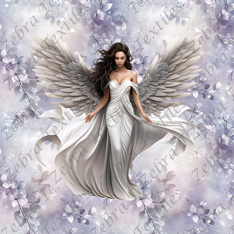Ange robe blanche fond floral