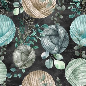 Balle de laine eucalyptus fond noir