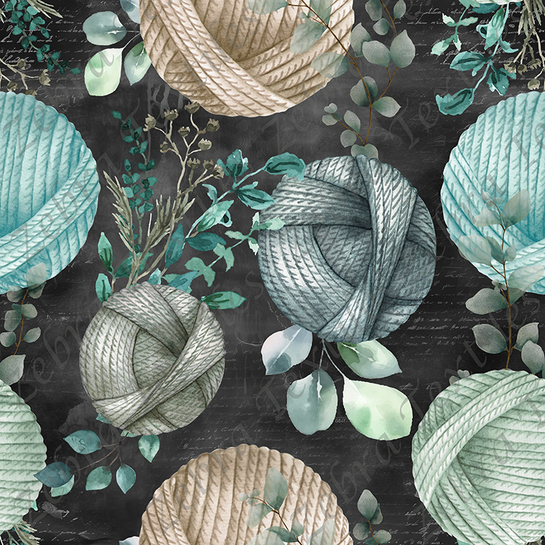 Balle de laine eucalyptus fond noir