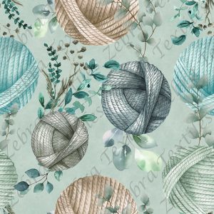 Balle de laine eucalyptus fond sarcelle