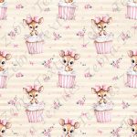 Bambi cupcake fond rayé