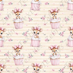 Bambi cupcake fond rayé