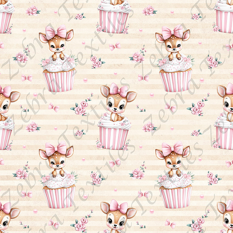 Bambi cupcake fond rayé