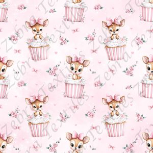 Bambi cupcake fond rose