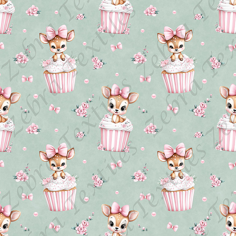 Bambi cupcake fond sarcelle