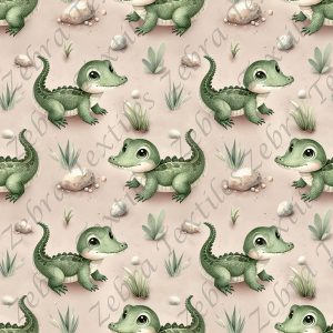 Crocodile et plante fond sable