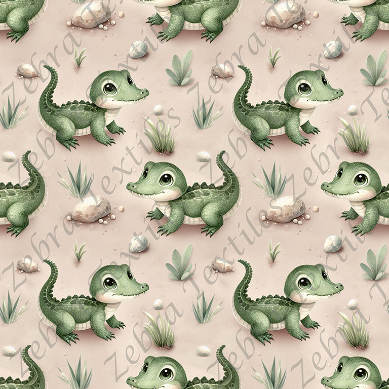 Crocodile et plante fond sable
