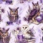 Hibou potion fond mauve