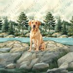 Labrador caramel en forêt