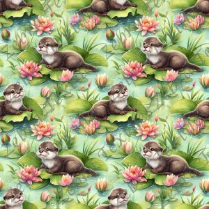 Loutre et fleur de nénuphar