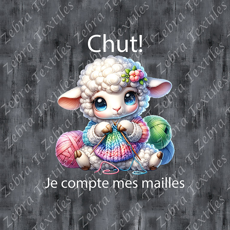 Mouton grand yeux tricot fond grunge