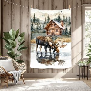 Orignal et chalet en montagne