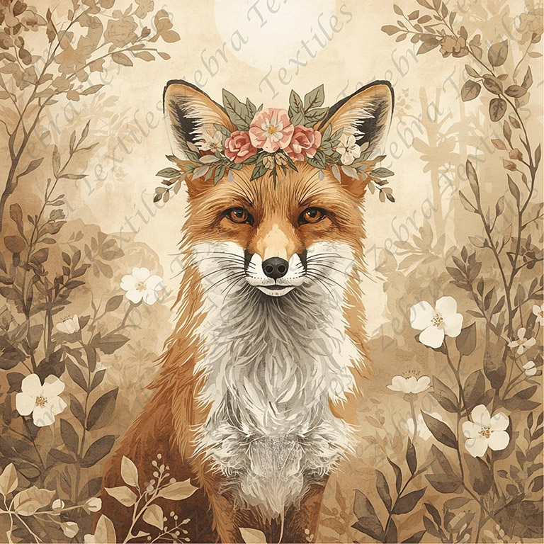 Renard floral aquarelle