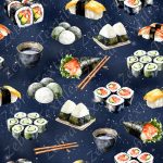 Sushi saumon fond bleu