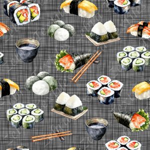 Sushi saumon fond lin