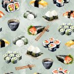 Sushi saumon fond vert