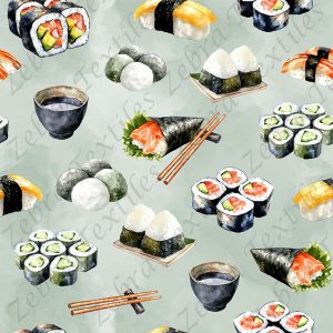 Sushi saumon fond vert