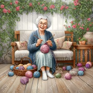 vieille dame qui tricote