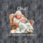 vieille dame tricot 2 chats fond grunge