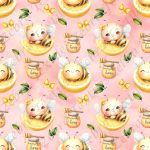 Abeille citron fond rose