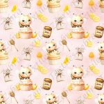 Abeille cupcake fond rose