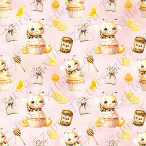 Abeille cupcake fond rose