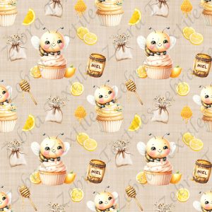 Abeille cupcake fond sable