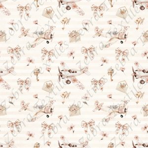 Avion floral boho fond rayé