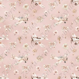 Avion floral boho fond rosé