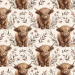 Bébé vache floral fond crème