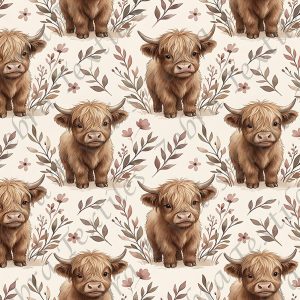 Bébé vache floral fond crème