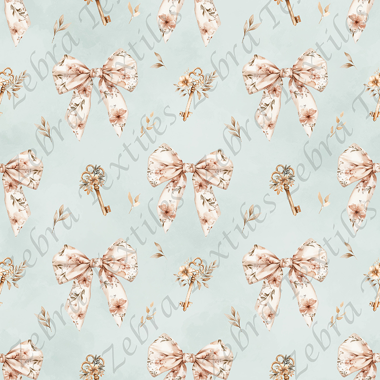 Boucle floral et clef fond sarcelle