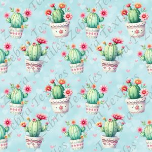 Cactus en pot fond bleu