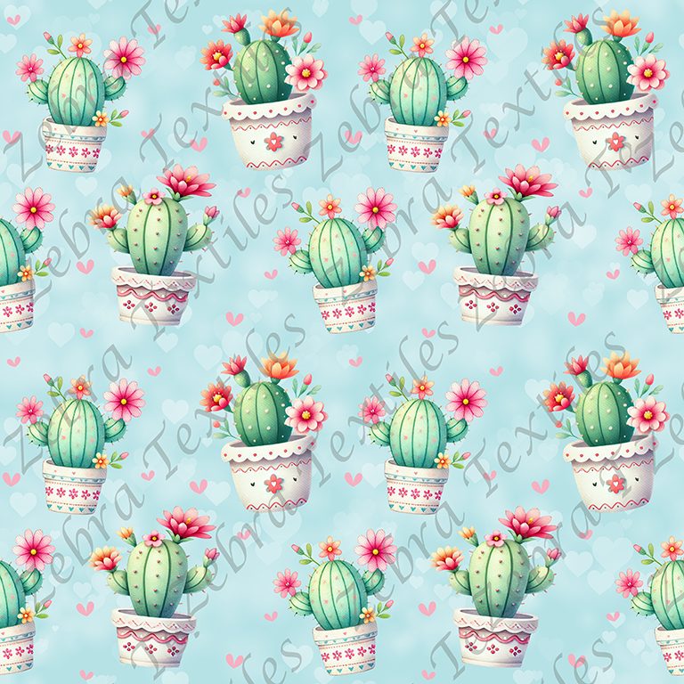 Cactus en pot fond bleu