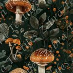 Champignon floral orange et feuillage