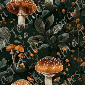Champignon floral orange et feuillage